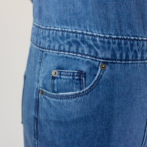 Universal Thread Blue Bow Classic Cross back Feminine Wide-Leg Denim Overalls 0 - Picture 6 of 12